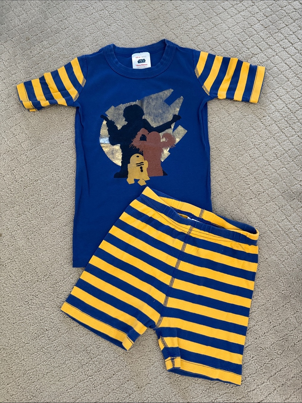 Hanna Andersson Star Wars Blue and Yellow Striped Kids Pajama Set